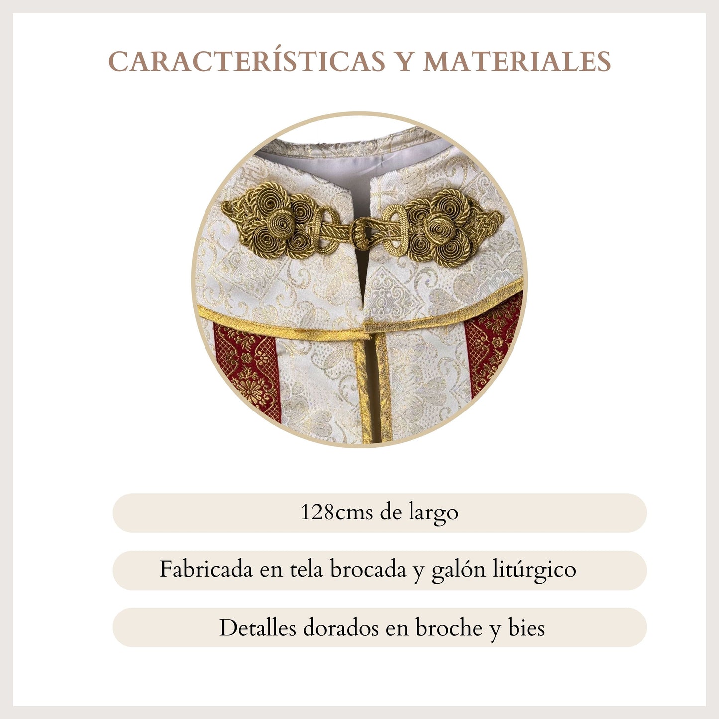 Capa Pluvial Sacerdotal Brocado Litúrgico Dorada