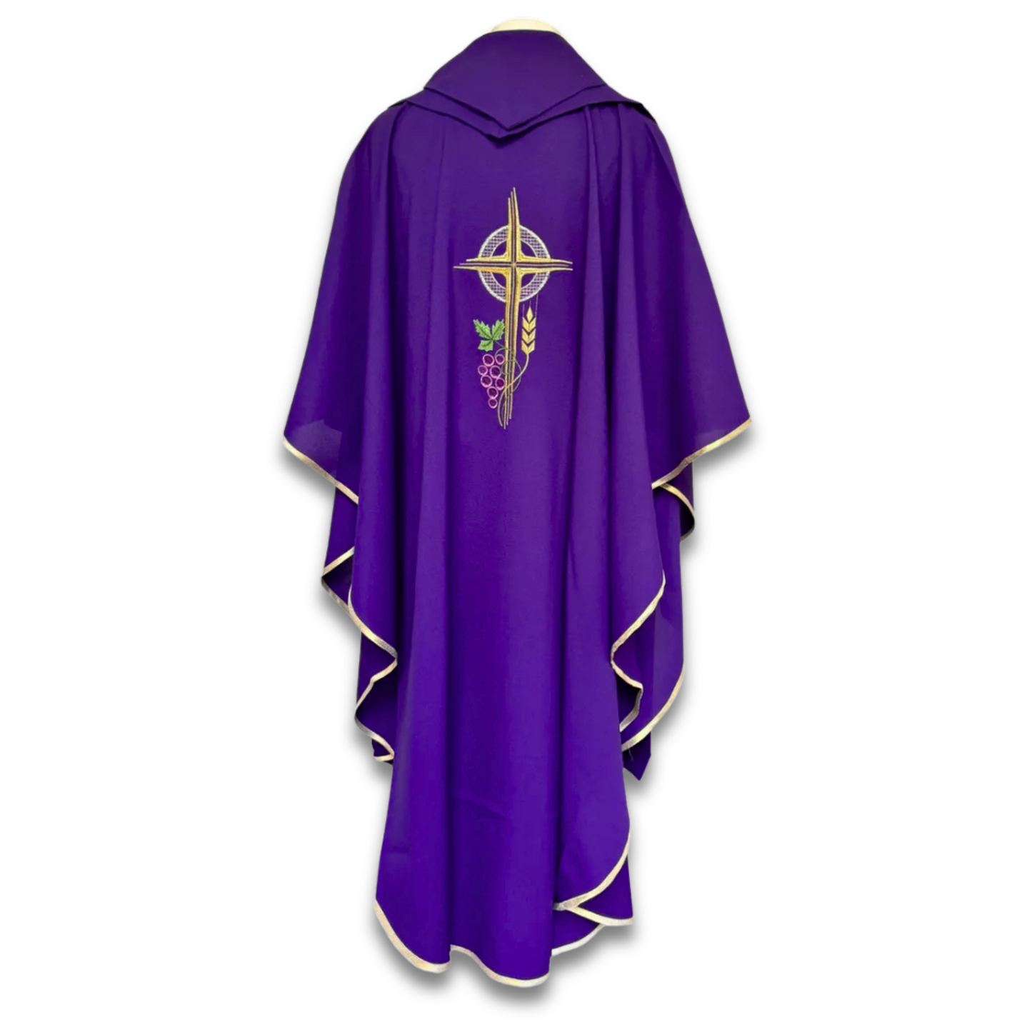 Casulla Ornamento Sacerdotal Morada Bordado Eucarístico