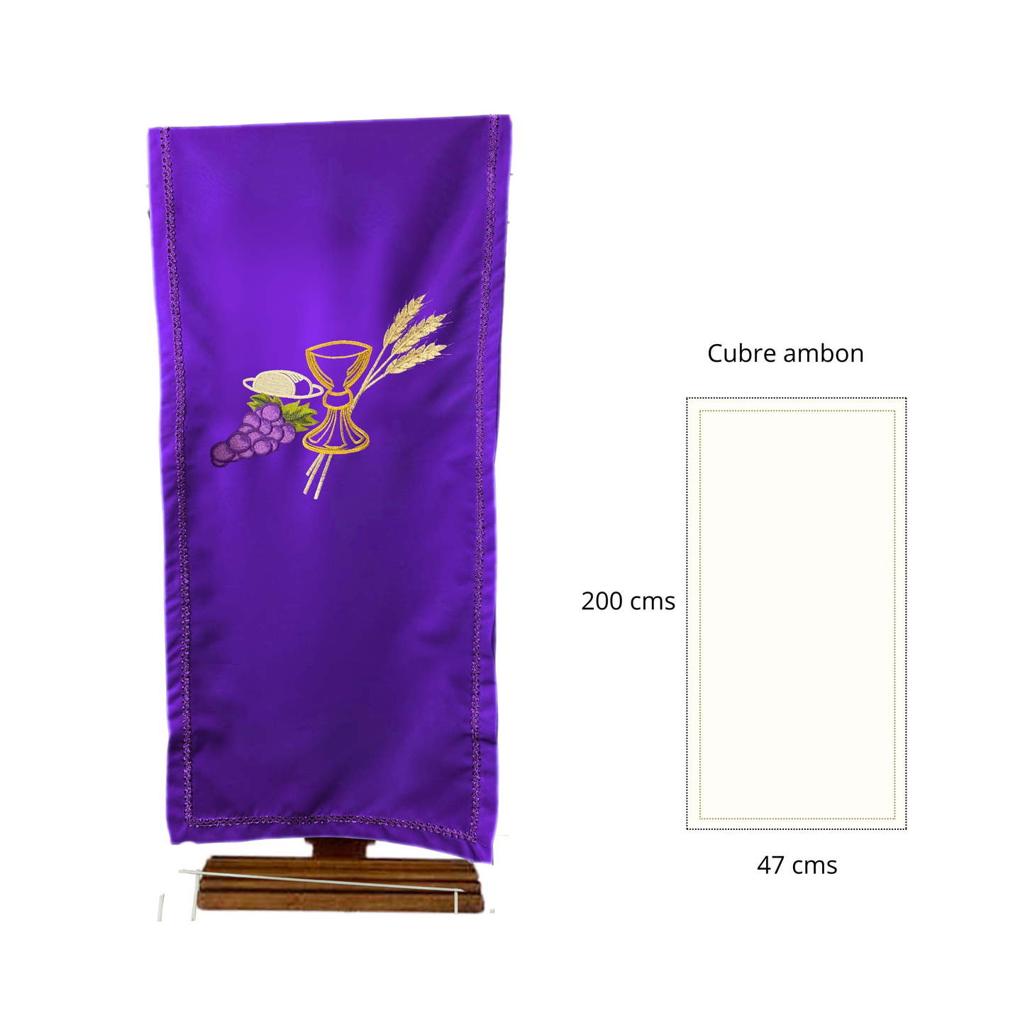 Cubre Ambón Bordado Eucarístico Morado