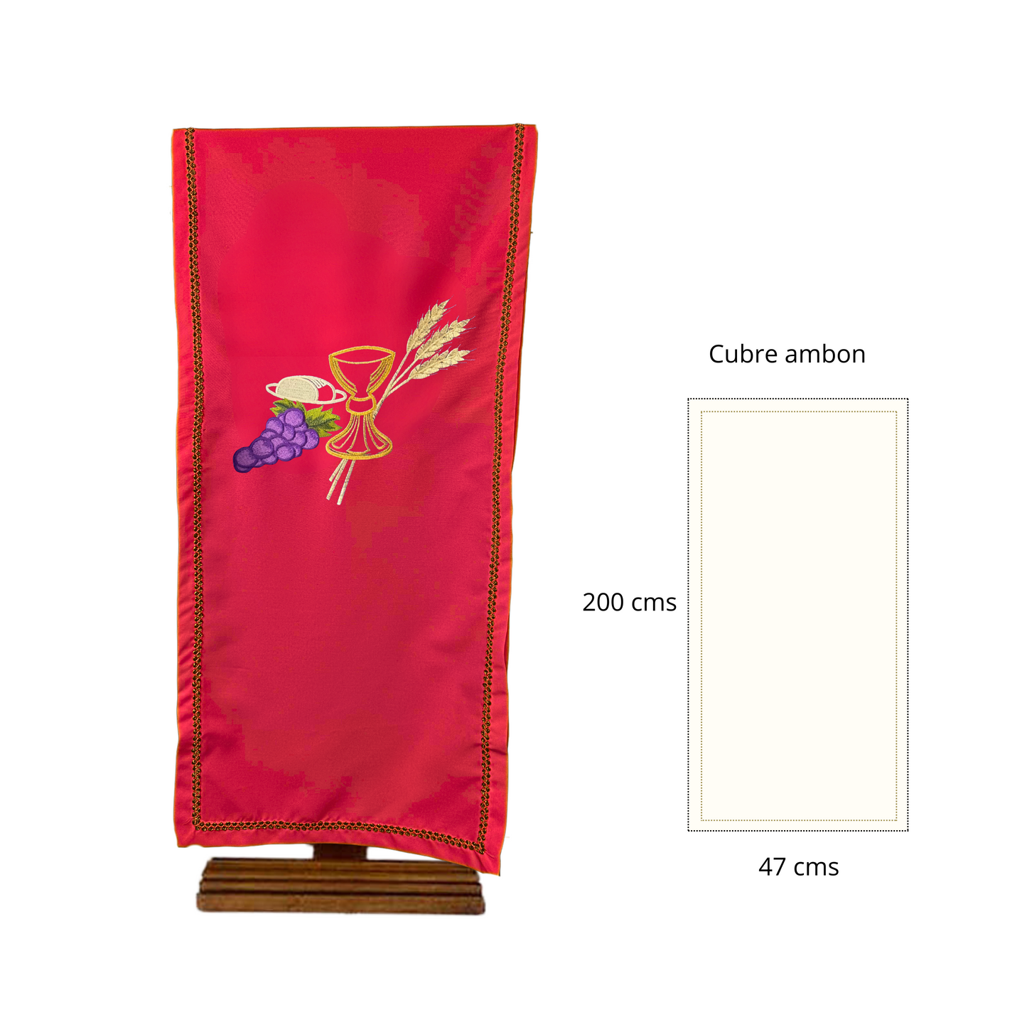 Cubre Ambón Bordado Eucarístico Rojo