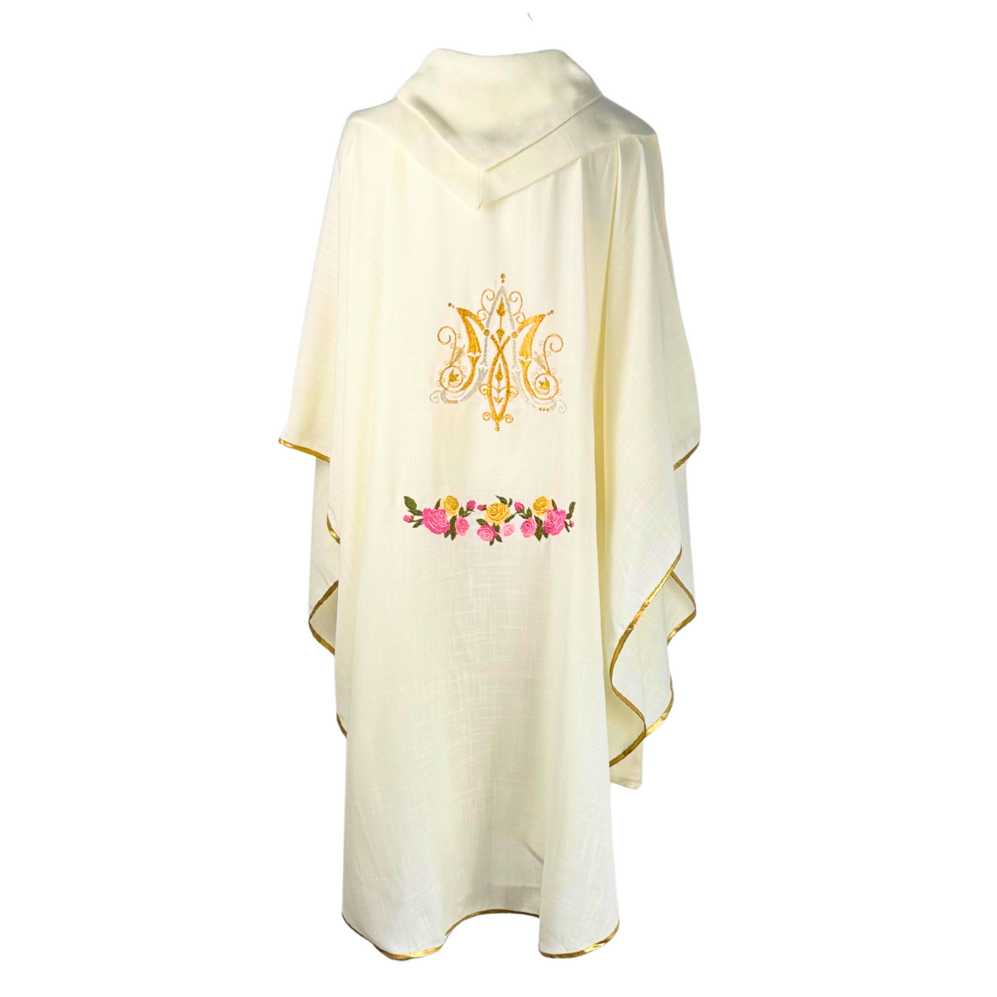 Casulla Ornamento Sacerdotal Virgen de Guadalupe Beige Lino