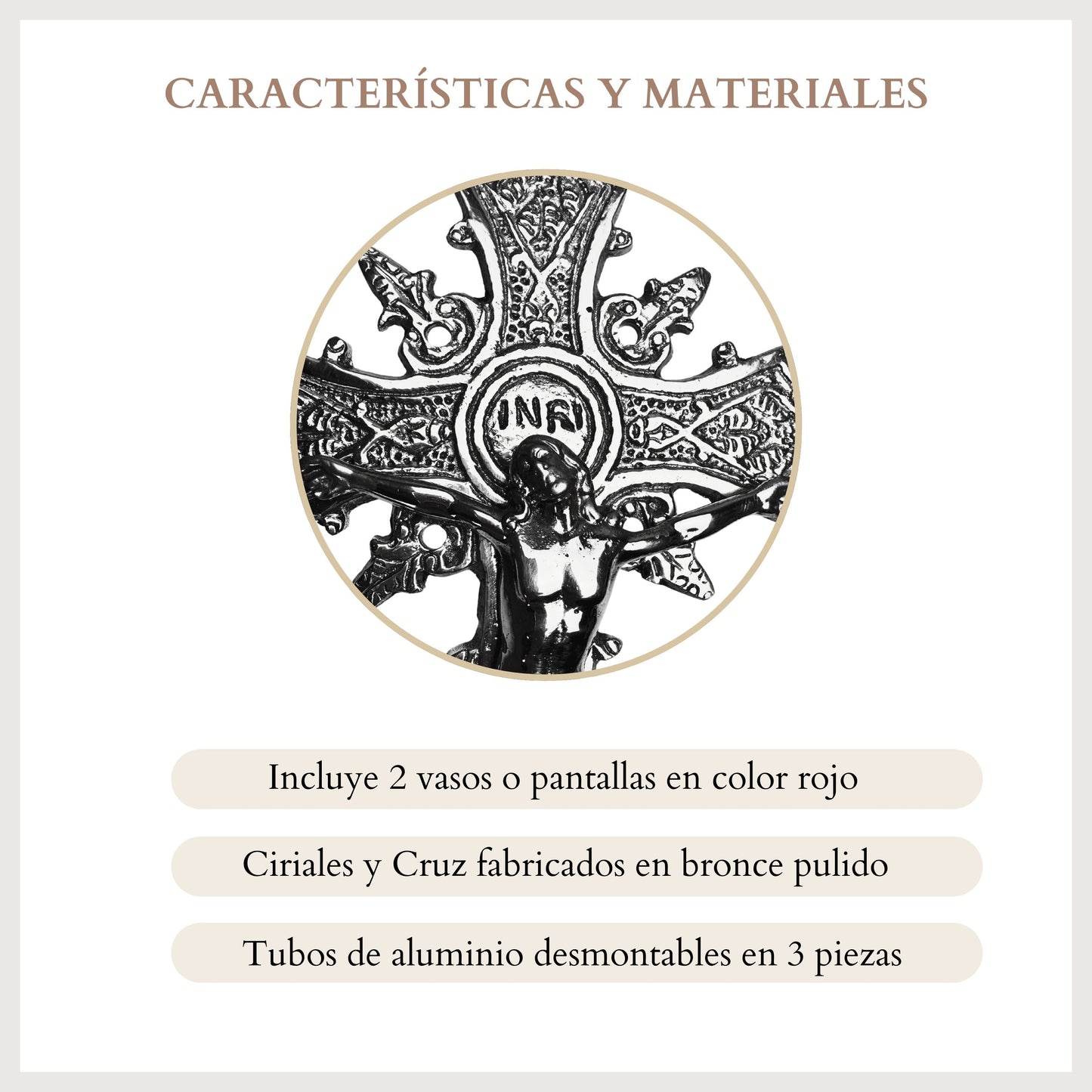 Ciriales Religiosos Y Cruz Alta, Plateado