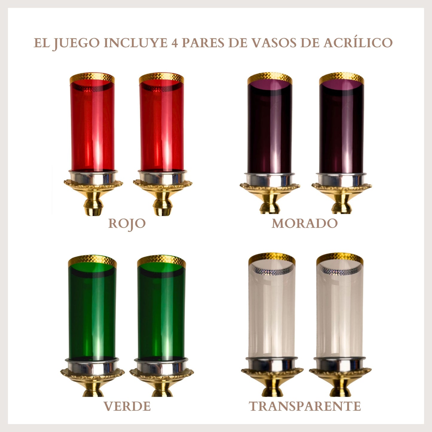 Ciriales Religiosos Y Cruz Alta, Incluye 8 Vasos Litúrgicos
