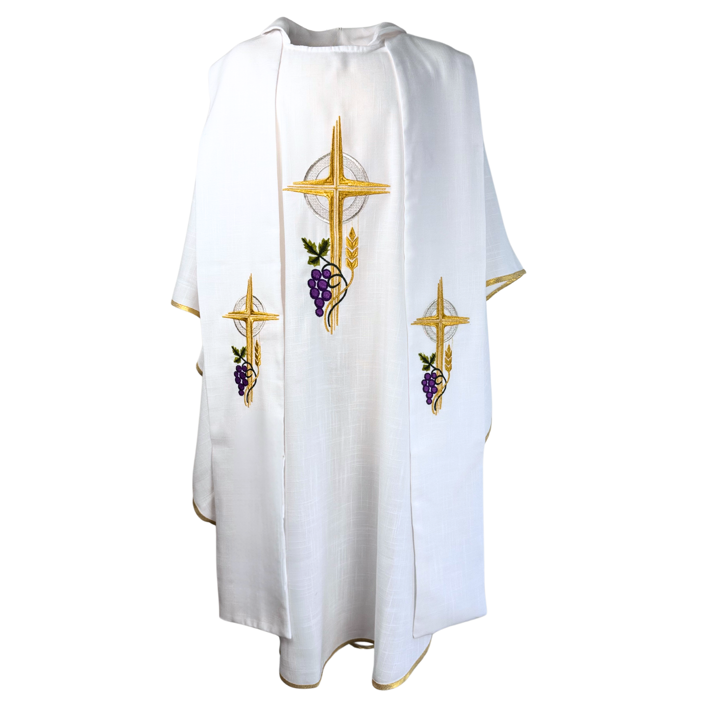 Casulla Ornamento Sacerdotal Bordado Eucarístico Lino