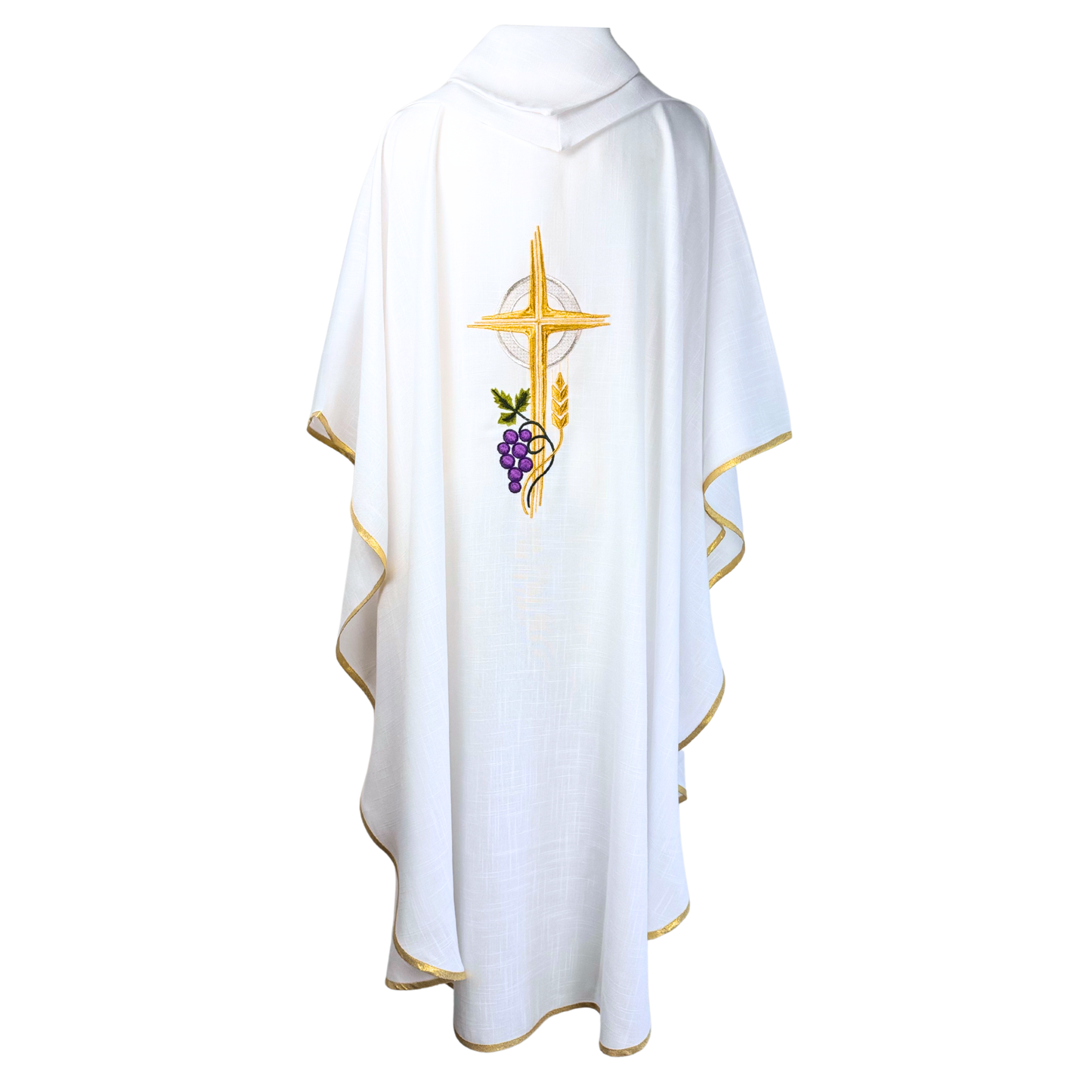 Casulla Ornamento Sacerdotal Bordado Eucarístico Lino
