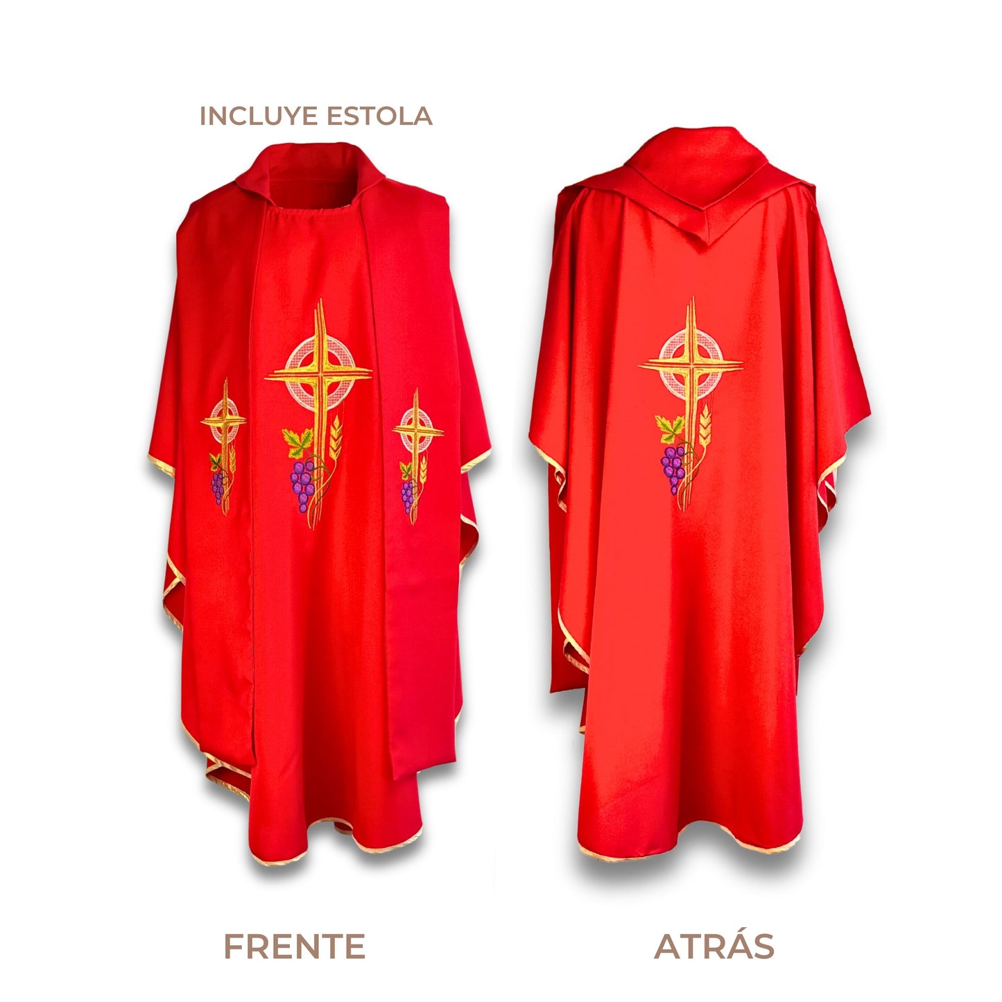 Juego de Casullas Sacerdotales Bordado Eucarístico Colores Litúrgicos