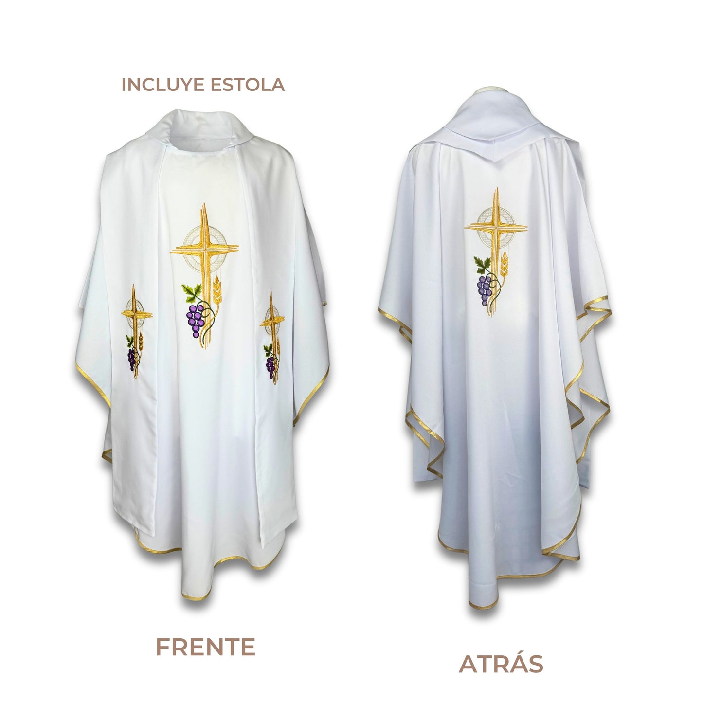 Juego de Casullas Sacerdotales Bordado Eucarístico Colores Litúrgicos