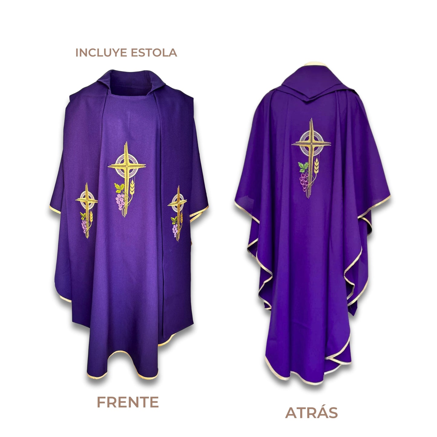 Juego de Casullas Sacerdotales Bordado Eucarístico Colores Litúrgicos