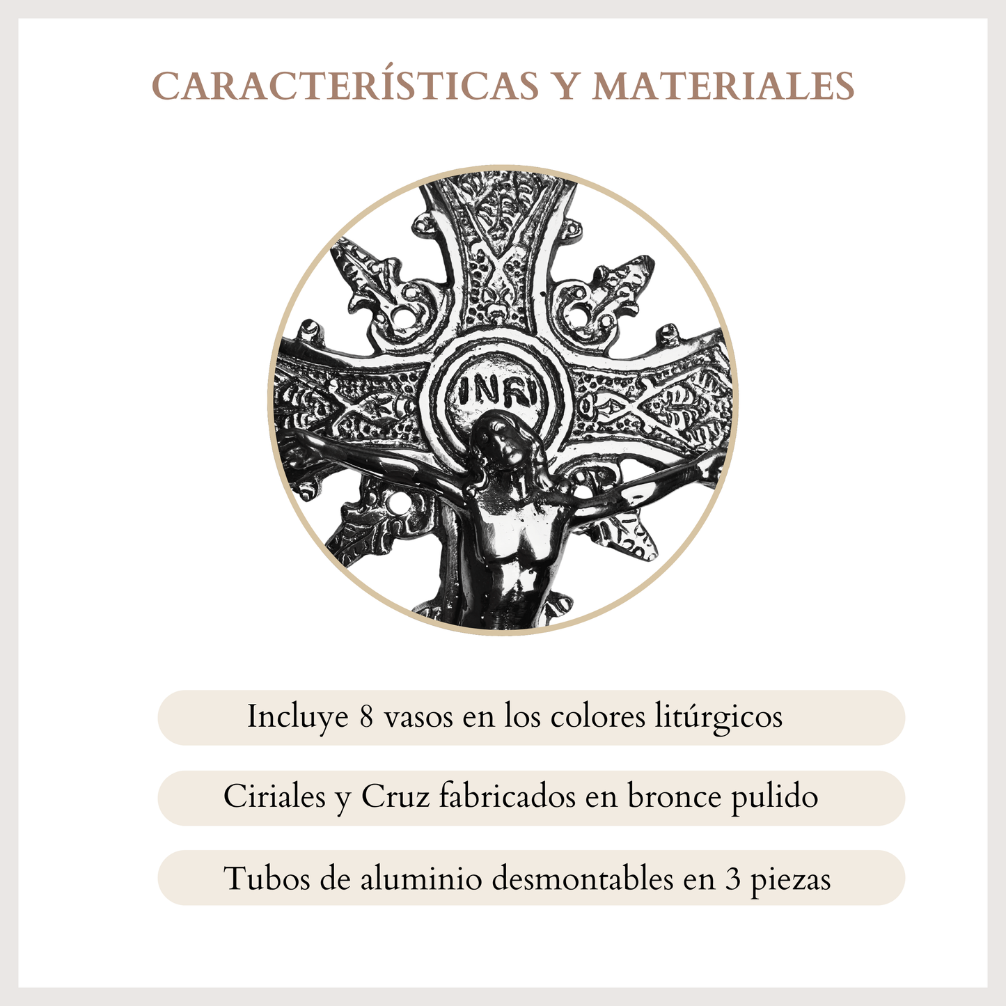 Ciriales Religiosos Y Cruz Alta, Plateado