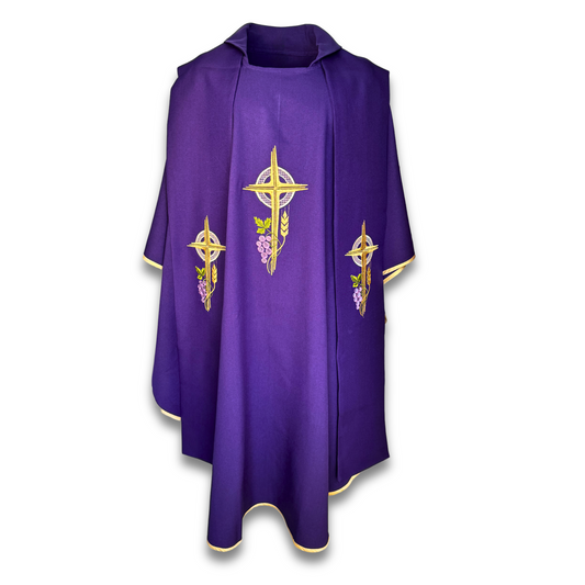 Casulla Ornamento Sacerdotal Morada Bordado Eucarístico
